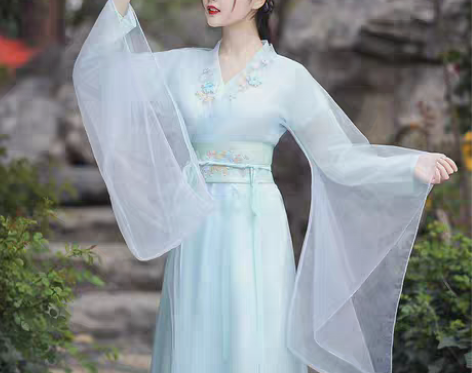 转卖汉服女中国风仙气古风飘逸蓝色古装夏季广...