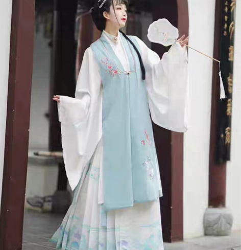 转卖汉旭原创汉服女不染明制比甲秋冬  绿色...