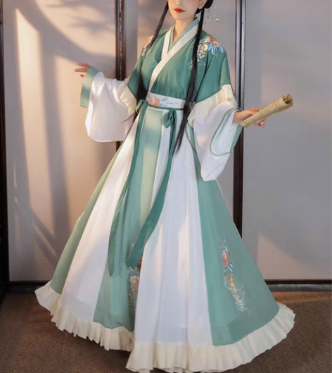 柒邑阑珊汉服女正品原创晋制交领半袖齐腰襦裙...