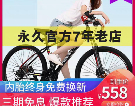 转卖永久山地车自行车成人26寸男式27速3...