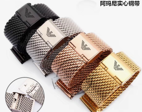 转卖玫瑰金表带女款 阿玛尼表带手表钢带网带...