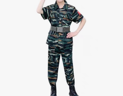 包邮儿童迷彩服套装男女童中小学生作训服夏令...