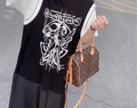 转卖韩版印花假两件连衣裙女夏拼接宽松慵懒风...