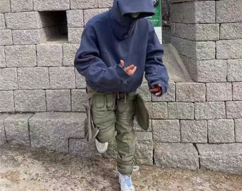 包邮grailz高街排扣连帽卫衣男春秋季潮...