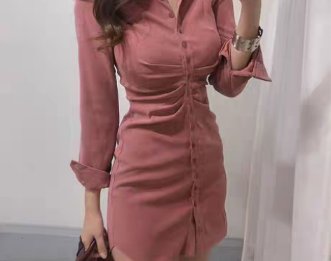 转卖法式复古丝绒衬衫裙打底连衣裙女秋冬内搭...