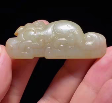 包邮汉 熟坑 和田玉籽料 龙纹 扁勒 玉勒...