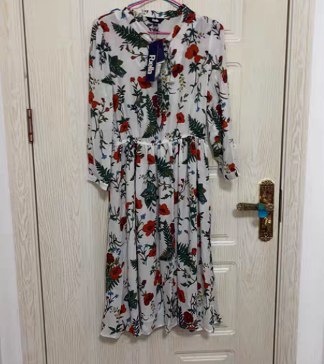 包邮全新 拉夏贝尔puella雪纺碎花连衣...