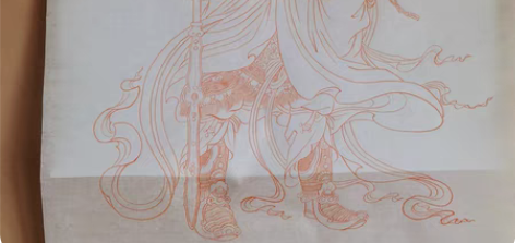 包邮关羽武圣  朱砂白描  四尺整纸  纯...