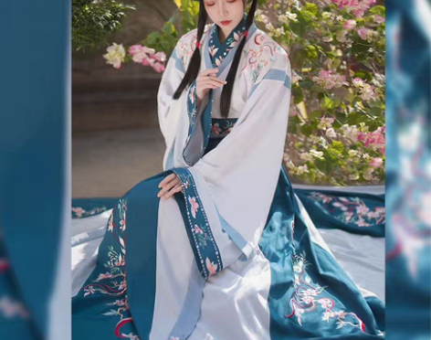 转卖夕瑶赋春樱赠汉服女正品原创全套交领晋制...