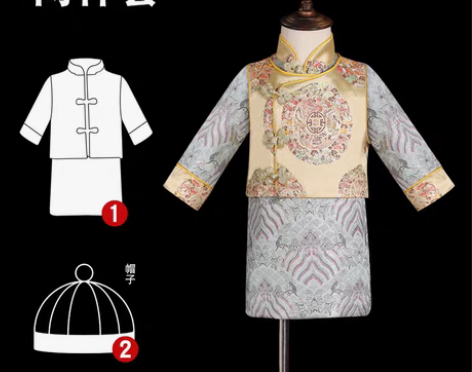 转卖一周岁礼服男宝宝中式儿童唐装套装男童汉...