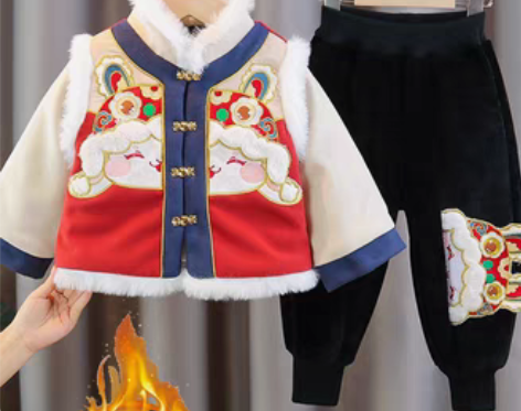 转卖男童拜年服唐装新年衣服宝宝周岁礼服儿童...