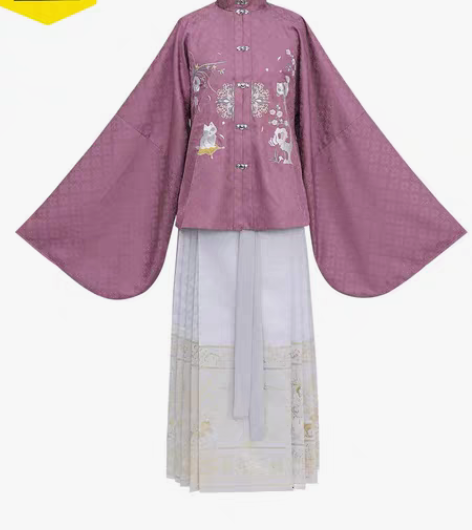 包邮徐娇织羽集[司猫]竖领对襟袄织金马面裙...