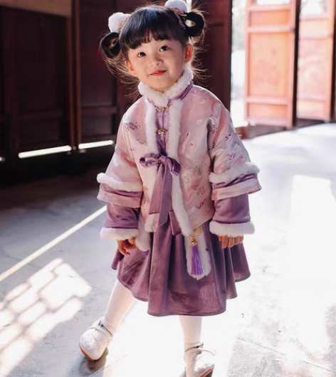 包邮西子问汉服女童拜年服儿童唐装新年装过年...