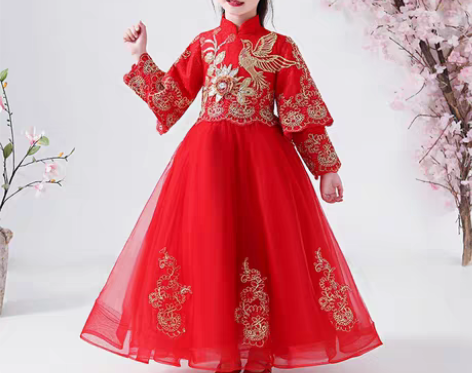 转卖宝宝拜年服长袖红色唐装女童汉服中国风婴...