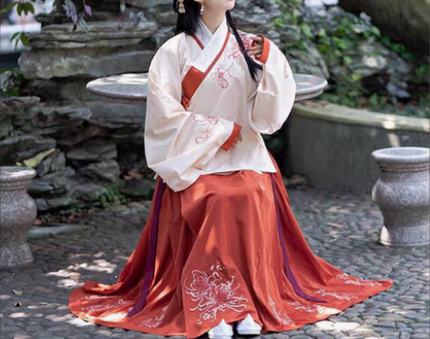 包邮汉服女传统芙蓉月刺绣袄裙绣花学生明制大...