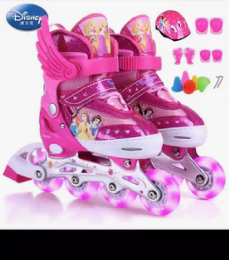 迪士尼(Disney)轮滑鞋 儿童溜冰鞋八...