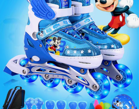转卖迪士尼溜冰鞋儿童全套装轮滑鞋旱冰滑冰鞋...