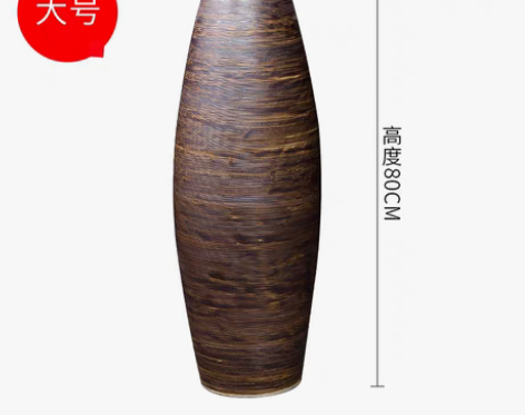 转卖现代简约褐色陶瓷落地花瓶家居软装饰品客...