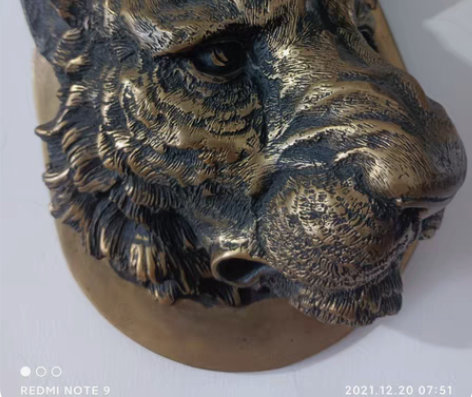 老纯铜虎头 尺寸22x17×8Cm，造型工...