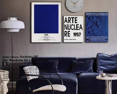 包邮ins克莱因蓝现代装饰画北欧ins抽象...