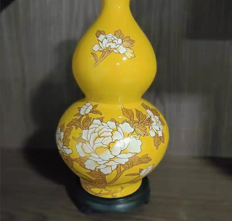 包邮送底座 家里腾地方低价转让黄色葫芦瓶花...