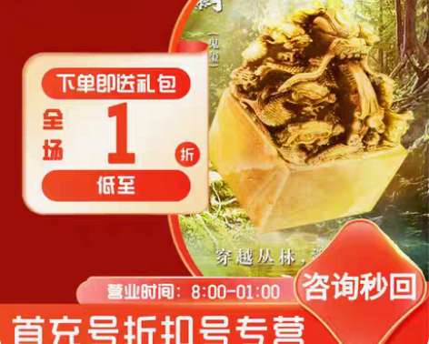 包邮摸金校尉之天字卷首充号折扣号,首充开号...