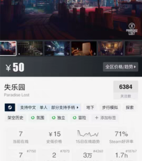 包邮steam key 失乐园 Parad...