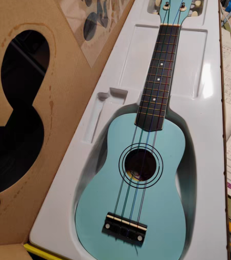 尤克里里蓝色，彩色琴弦，初学者方便认弦 感...