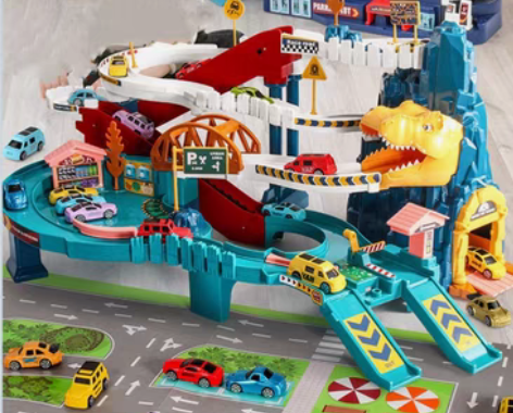 包邮【外贸清库存】儿童玩具恐龙盘山公路轨道...