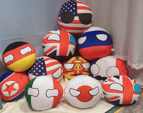 转卖波兰球国家球中国团子抱枕苏联跳跳球毛绒...