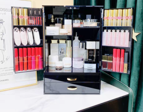 转卖白色！口红彩妆收纳盒柜高档黑白色亚克力...