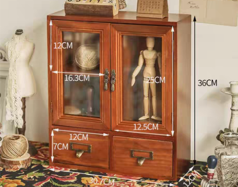 化妆品收纳架桌面收纳盒桌上柜子宿舍抽屉复古...