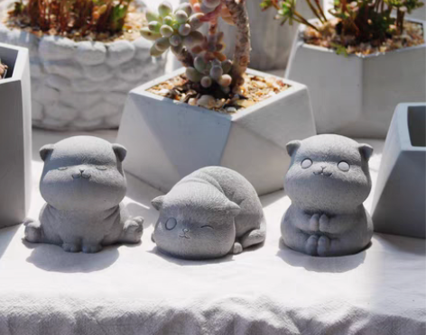 转卖水泥猫咪摆件可爱喵尼卡猫家居桌面摆件北...