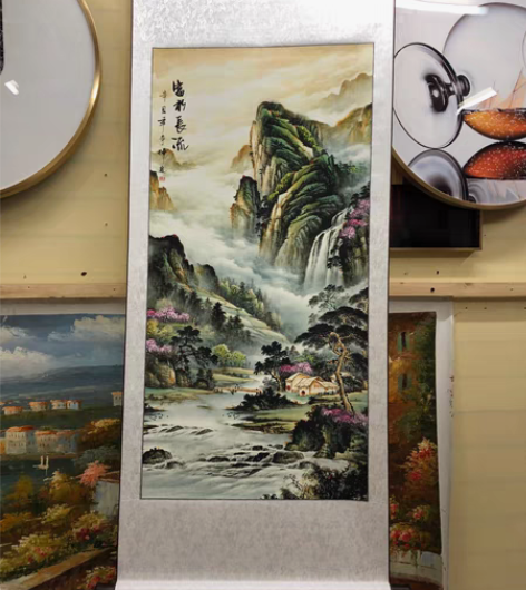 包邮国画 山水画 水墨画  立轴国画。不玩...