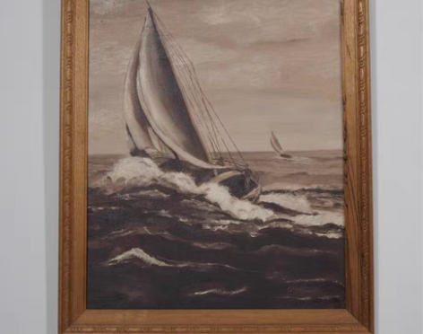 包邮西洋古董油画8品风景画带签名帆船海洋木...