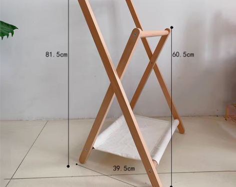 转卖北欧实木落地小型衣帽架裤子收纳架定制折...