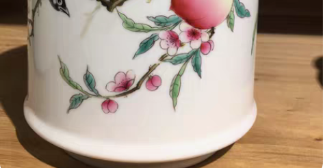 包邮景德镇。寿桃珐琅彩。粉彩。茶叶罐。崔公...