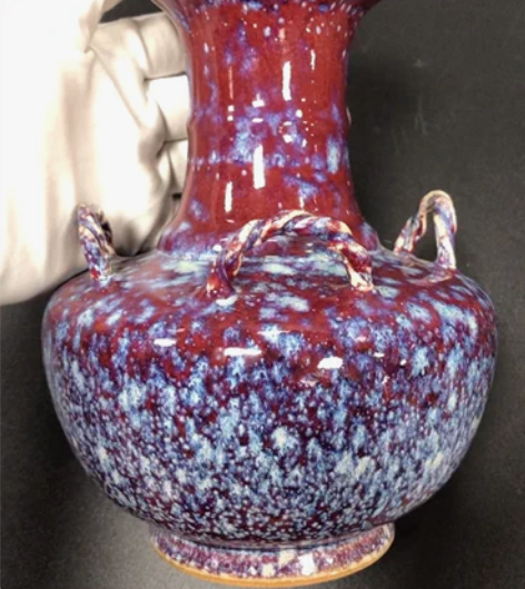 老厂货景德镇煤窑瓷器窑变釉花蓝瓶 仿古瓷...