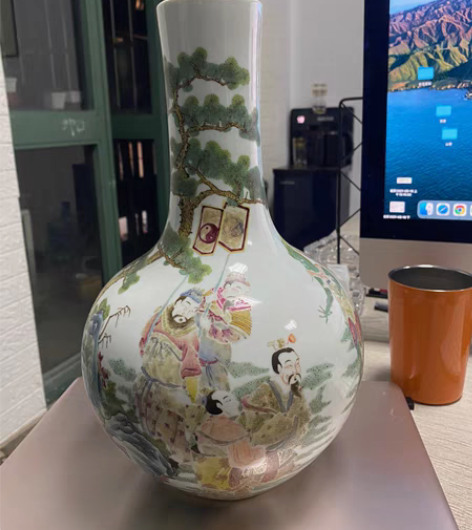 包邮民国粉彩人物天球瓶 大清雍正年制寄托...