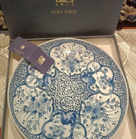 包邮全新日本鸟居由纪顶级珍藏版手绘釉下彩青...