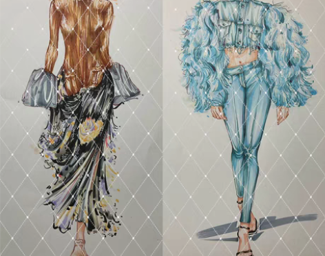 包邮代画服装效果图手绘 马克笔 服装线稿 ...