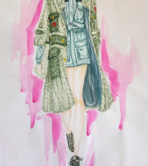 包邮代画服装效果图手绘，线稿，马克笔，彩铅...