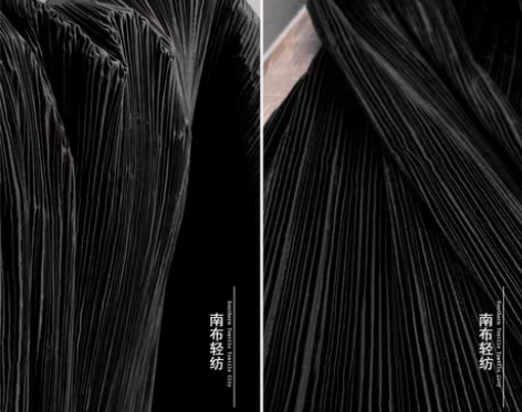 黑白三宅一生肌理画布 可塑压折肌理百折挺阔...