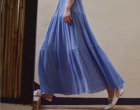 转卖复古百搭纯色半身中长裙高腰织棉文艺大摆...