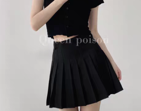 转卖美式复古学院风减龄百褶裙女高腰显瘦tb...