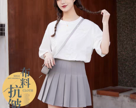 转卖百褶裙女夏灰白黑高腰春秋百搭防走光西装...