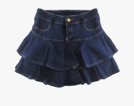 转卖【龙牙童】千禧辣妹复古高腰牛仔裙热辣牛...