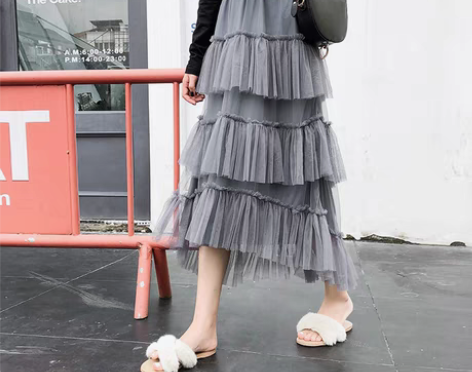 转卖网纱裙蛋糕裙长裙百褶裙秋冬季新款女中长...