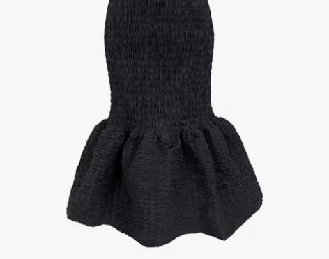 转卖气质半身裙高级感黑色高腰褶皱荷叶边长裙...