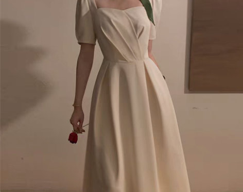 转卖从一泡泡袖连衣裙女夏公主风白色初恋赫本...